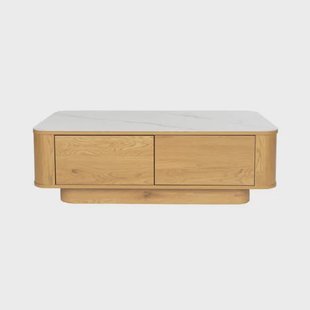 Housecraft Living salontafel Almira Salontafel 120x60 cm Hout/ Marmerlook Naturel (60x120 cm) Naturel