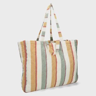 Gequilte tas, GOTS bio-katoen, zomerstreep, 46 x 37 x 16 cm