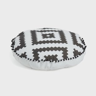 Kave Home Poef 'Ethnie' 60cm, kleur Wit/zwart