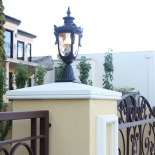 Philadelphia sokkellamp, brons/amber 54 cm IP43 Elstead - Landhuis / Rustiek - Glas - 1 lamp