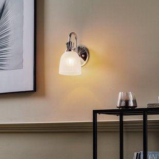 Cora LED badkamer wandlamp, 1-lamp, glas, IP44 Elstead - Modern - Metaal - 1 lamp
