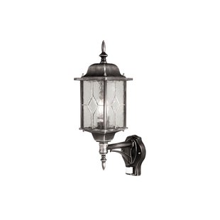 Wexford buitenwandlamp met sensor, zwart/zilver, IP44 Elstead - Antiek - Metaal - 1 lamp