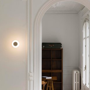 Moy LED wandlamp, goud/wit, glazen kap FARO BARCELONA - Woonkamer - Modern - Glas - Rond
