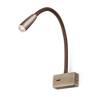 Lead LED leeslamp voor de muur, bruin, metaal met lederen details FARO BARCELONA - Slaapkamer - Modern - 1 lamp