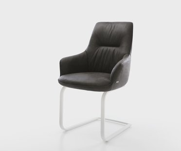 DELIFE Sledemodel Zelia-Flex met armleuning microvelours antraciet vintage sledemodel vlak wit pocketveer kern