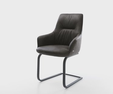 DELIFE Sledemodel Zelia-Flex met armleuning microvelours antraciet vintage sledemodel vlak zwart pocketveer kern