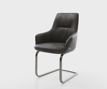 DELIFE Sledemodel Zelia-Flex met armleuning microvelours antraciet vintage sledemodel vlak grafiet pocketveer kern