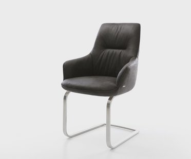 DELIFE Sledemodel Zelia-Flex met armleuning microvelours antraciet vintage sledemodel vlak roestvrij staal pocketveer kern