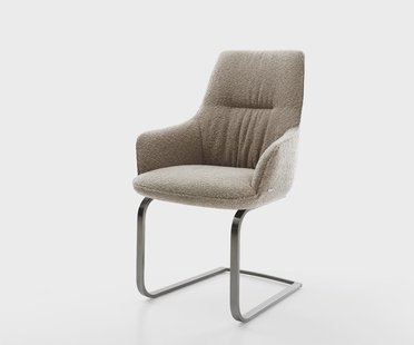 DELIFE Sledemodel Zelia-Flex met armleuning bouclé mud sledemodel vlak grafiet pocketveer kern