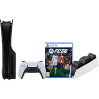 PlayStation 5 Slim Disc Edition + FC 26 + Covers Zwart + Oplaadstation