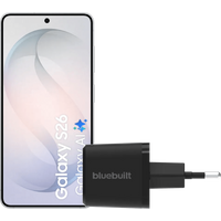 Samsung Galaxy S26 512GB Wit 5G + BlueBuilt Oplader 45 Watt Zwart