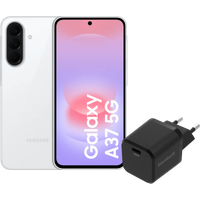 Samsung Galaxy A37 128GB Wit 5G + BlueBuilt Oplader met Usb C Poort 45W Zwart