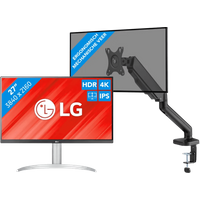LG 27UP83AK-W + BlueBuilt Monitorarm Gasveer voor 1 Monitor