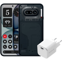 Nothing Phone (4a) 256GB Zwart 5G + BlueBuilt Oplader met Usb C Poort 45W Wit