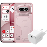 Nothing Phone (4a) 256GB Roze 5G + BlueBuilt Oplader met Usb C Poort 45W Wit