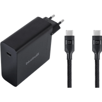 BlueBuilt 140W GaN Usb C Oplader Zwart + Usb C Kabel 240W 2m Nylon Zwart