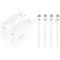BlueBuilt 140W GaN Usb C Oplader Wit + Usb C Kabel 240W 2m Nylon Wit Duo Pack