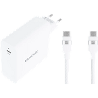BlueBuilt 140W GaN Usb C Oplader Wit + Usb C Kabel 240W 2m Nylon Wit
