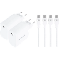 BlueBuilt 100W GaN Usb C Oplader Wit + Usb C Kabel 240W 2m Nylon Wit Duo Pack