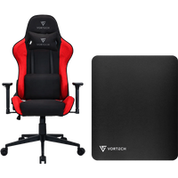 Vortech Essential Gamestoel Rood + Vortech Vloermat Zwart