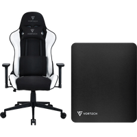 Vortech Essential Gamestoel Wit + Vortech Vloermat Zwart