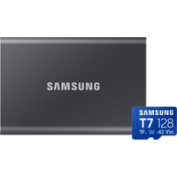 Samsung T7 Portable SSD 2TB Grijs + Samsung MicroSDXC T7 128GB 170MB/s