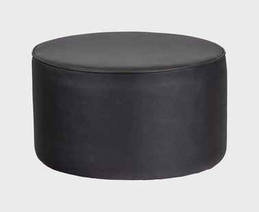 WOOOD Poef 'Sara' Laag, PU, kleur Zwart