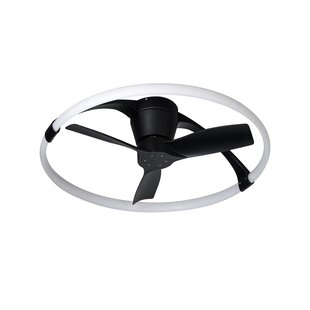 LED plafondventilator Nepal Mini, app, zwart/wit Mantra Iluminación - Woonkamer - Modern - Metaal - Ring