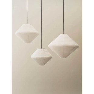 Diamond kap, Ø50 cm, wit, papier/bamboe HAY - Woonkamer - Scandinavisch - Papier / Karton - Hoekig