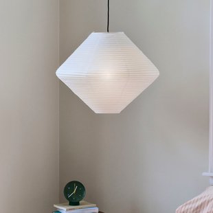 Diamond kap, Ø60 cm, wit, papier/bamboe HAY - Woonkamer - Scandinavisch - Papier / Karton - Hoekig