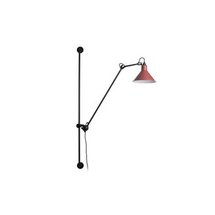214 Wandlamp Conic Zwart/Rood Lampe Gras - Woonkamer - Industrieel - Metaal - 1 lamp