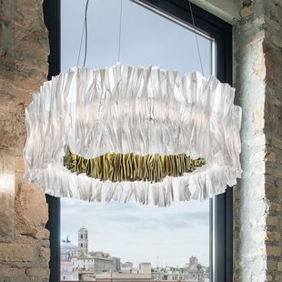 Accordéon LED hanglamp, goud, 3.000 K Slamp - Woonkamer - Designer - Kunststof