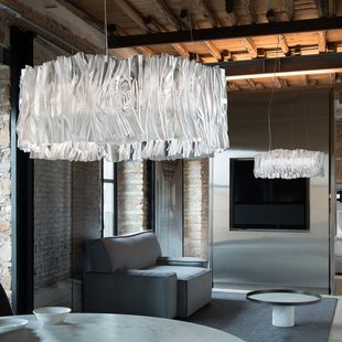 Accordéon LED hanglamp, zilver, 3.000 K Slamp - Woonkamer - Designer - Kunststof