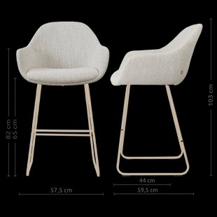 Nino-Mae barkruk beige gemêleerd - beige onderstel - 65 cm