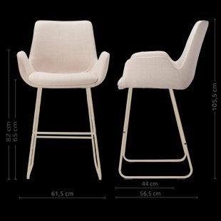 Nino-Eef barkruk beige - beige onderstel - 65 cm