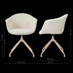 Nola-Otis draaibare eetkamerstoel cottonbeige - beige onderstel