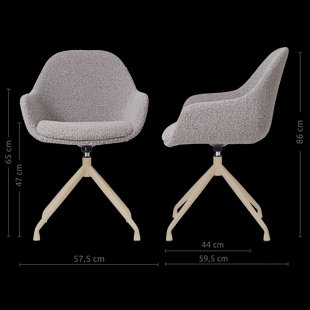 Nola-Mae draaibare eetkamerstoel bouclé taupe - beige onderstel