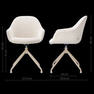Nola-Mae draaibare eetkamerstoel bouclé beige - beige onderstel