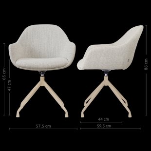 Nola-Mae draaibare eetkamerstoel beige gemêleerd - beige onderstel