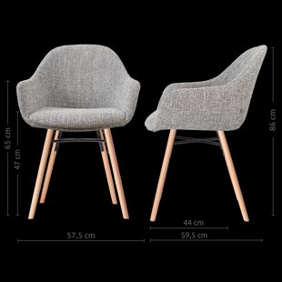 Nena-Mae eetkamerstoel grijs blend - houten onderstel