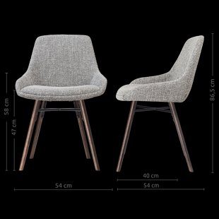 Nena-Isa eetkamerstoel grijs blend - walnoot houten onderstel