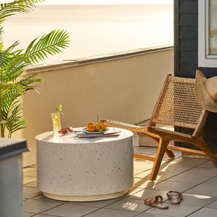 Boan ronde fiberclay salontafel gebroken wit -  Ø70 x 40 cm