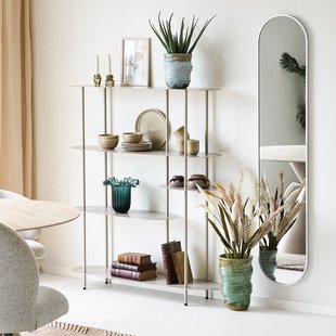 Riana metalen boekenkast beige - 118 x 139 cm