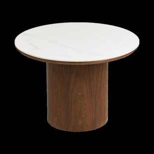 Nour houten salontafel met keramiek blad donkerbruin - Ø60