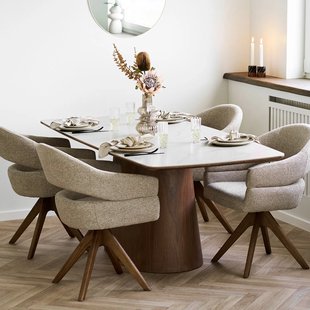 Nour houten eettafel met keramiek blad donkerbruin - 200 x 90 cm