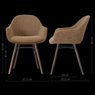 Nena-Mae eetkamerstoel bruin blend - walnoot houten onderstel
