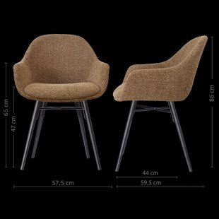 Nena-Mae eetkamerstoel bruin blend - zwart houten onderstel