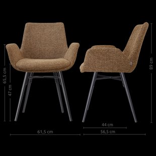 Nena-Eef eetkamerstoel bruin blend - zwart houten onderstel