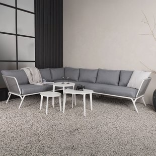 Nohr Loungeset 'Fanendo' Met hoekbank en 3 tafels, kleur Wit
