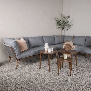 Nohr Loungeset 'Fanendo' Met hoekbank en 3 tafels, kleur Bruin